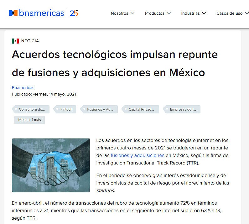 Acuerdos tecnolgicos impulsan repunte de fusiones y adquisiciones en Mxico